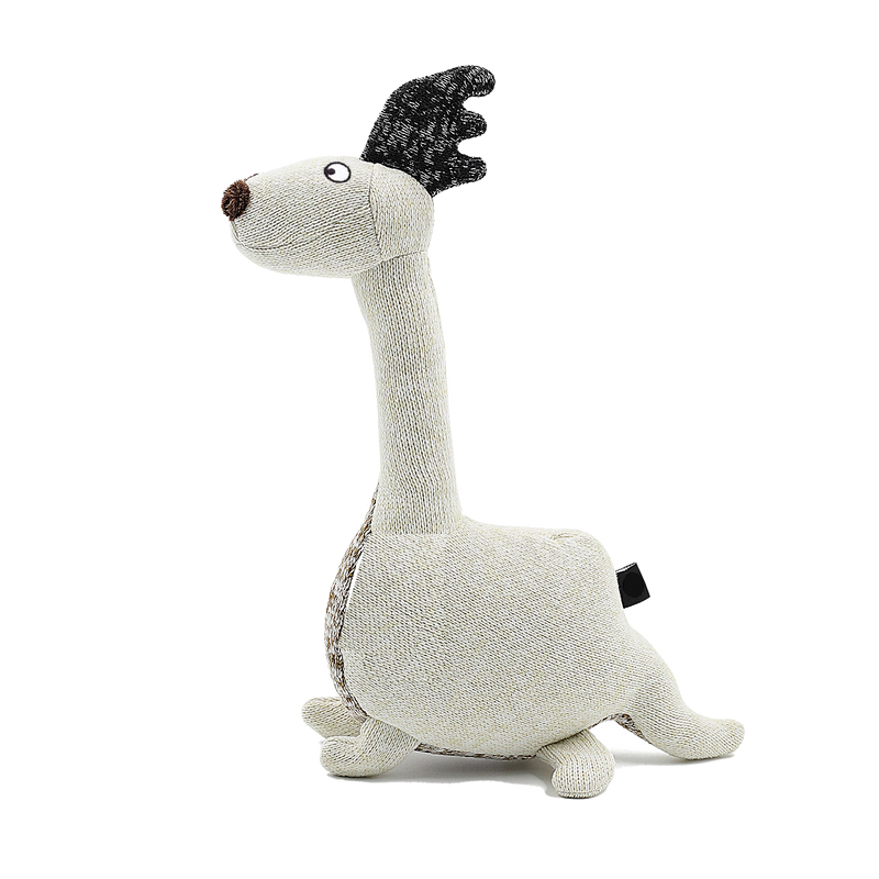 Knit Dino White Plush Pet Toy