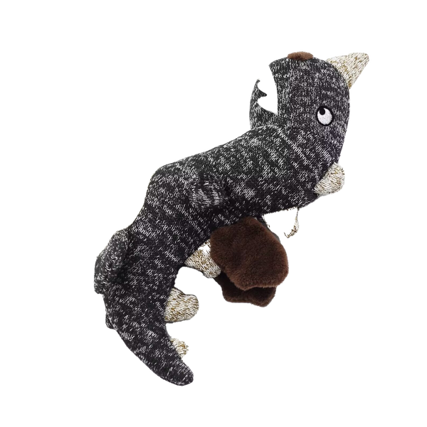 Knit Dino Black Plush Pet Toy