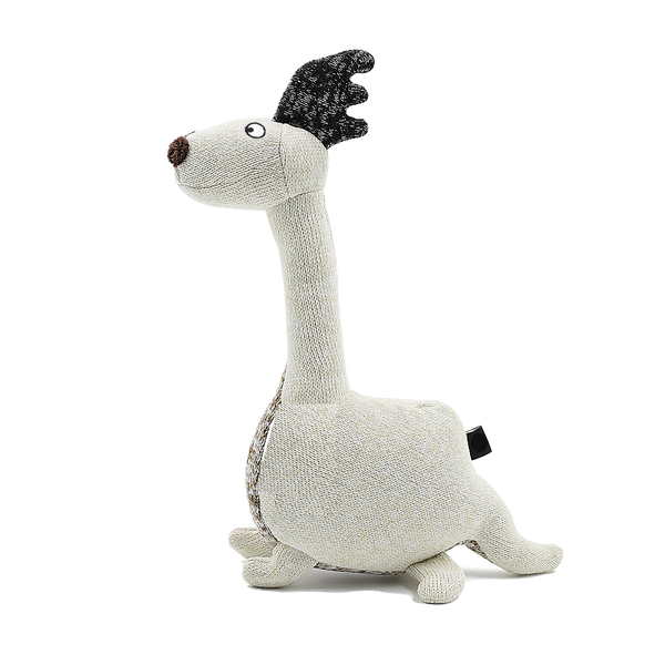 Knit Dino White Plush Pet Toy