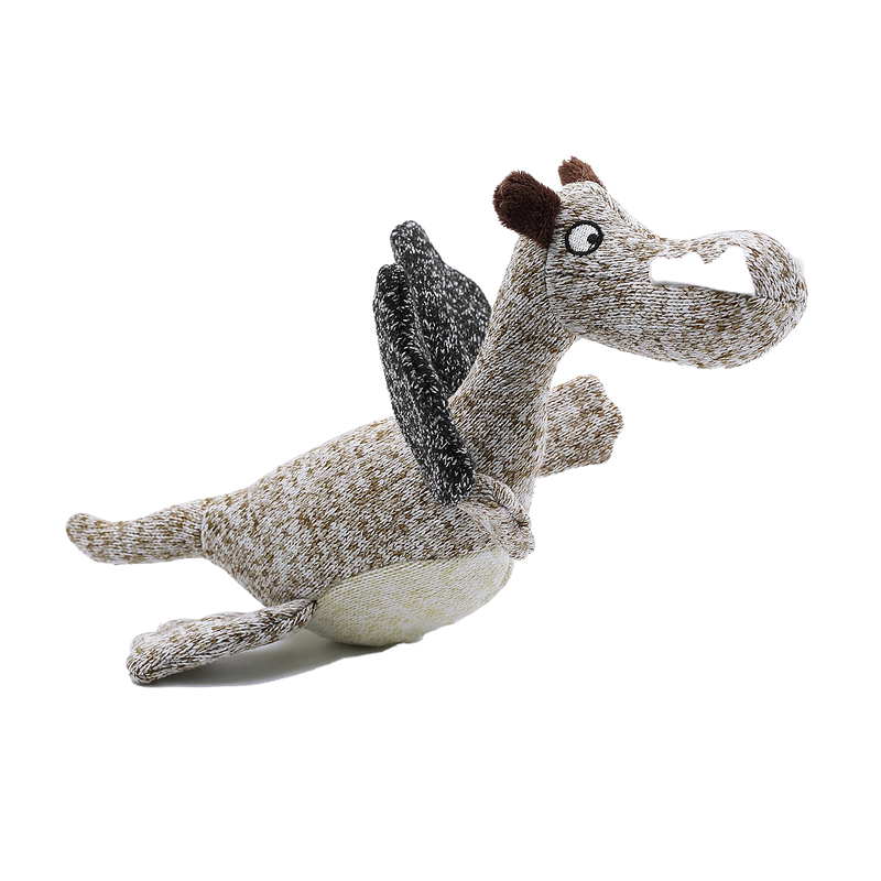 Knit Dino Brown Plush Pet Toy